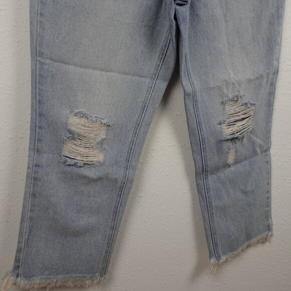 O'Neill Cropped Jeans Women's Size 29 Blue Distressed Denim Button Fly Straight - Picture 3 of 11